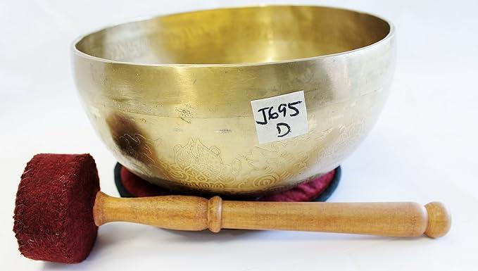 J695 7.75" Energetic Sacral 'D' Chakra Healing Hand Hammered Tibetan Singing Bowl Made in Nepal