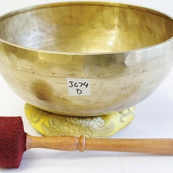 J674/F848 9.5" Energetic Sacral 'D' Chakra Healing Hand Hammered Tibetan Singing Bowl Made in Nepal
