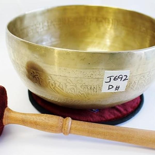 J692 7.75" Energetic Sacral 'D#' Chakra Healing Hand Hammered Tibetan Singing Bowl Made in Nepal