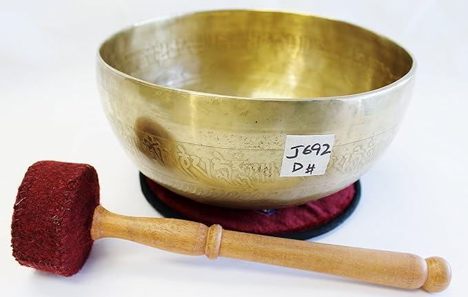 J692 7.75" Energetic Sacral 'D#' Chakra Healing Hand Hammered Tibetan Singing Bowl Made in Nepal