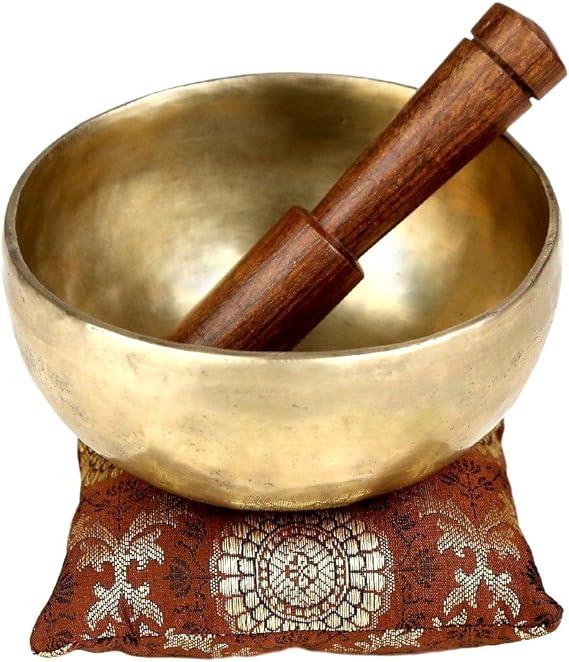5" Chakra Meditation Bowl-,Excellent Old singing bowl, Hand beaten Singing Bowl from Nepal,Buddhist Bowl, Including Free (wooden) Mallet, Silk Cushion& Carry bag