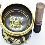 4" Tibetan Meditation Yoga Austomangal Singing Bowl Set with Mallet Cushion (Om Mantra-Tibetan)