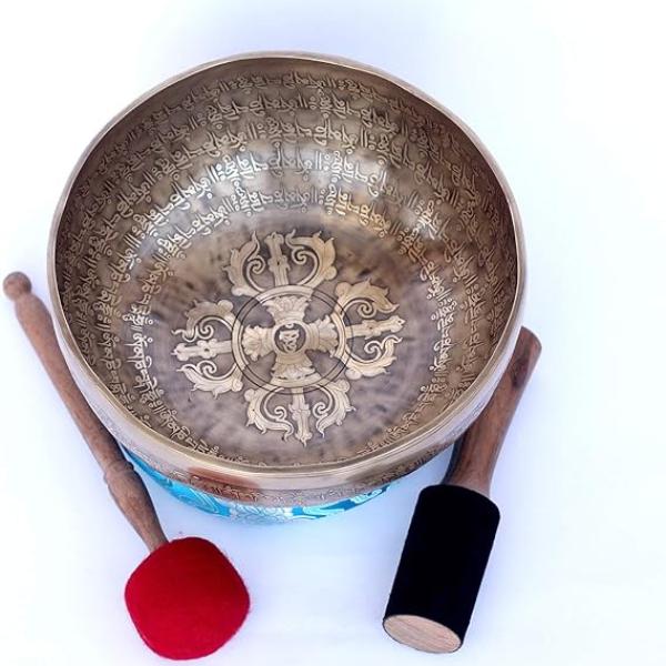 10-Inch Tibetan Mantra Nine Metal Handmade Singing Bowl ~Deep Sound~ for Professional use of Meditation, Sound Therapy and Healing