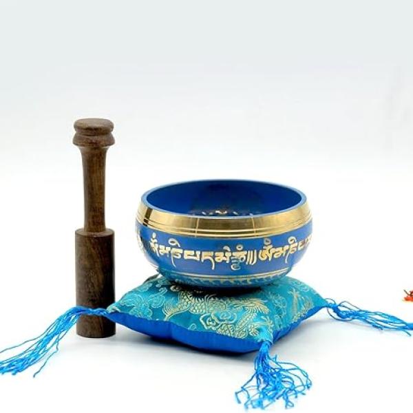 Tibetan Mantra Singing Bowl Set ~ 3.75 inch diameter, Perfect fit in Palm, Best use for Healing Chakra, Meditation