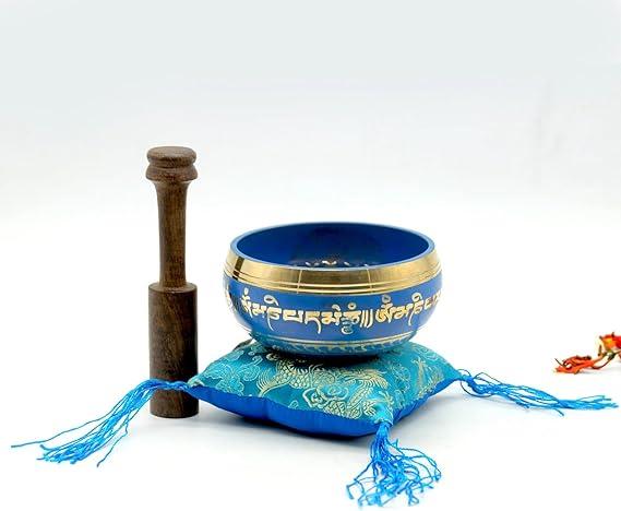 Tibetan Mantra Singing Bowl Set ~ 3.75 inch diameter, Perfect fit in Palm, Best use for Healing Chakra, Meditation
