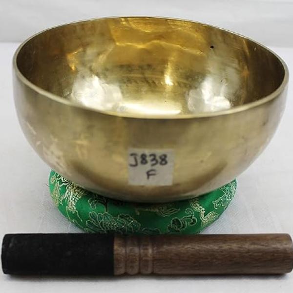 J838 7" Wide Energetic Heart 'F' Chakra Healing Tibetan Singing Bowl Made in Nepal