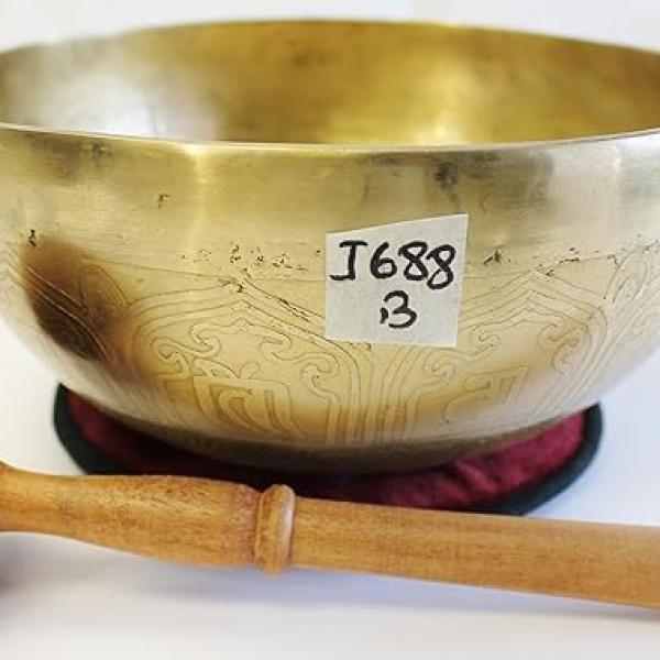 J688 8.25" Energetic Crown 'B' Chakra Healing Hand Hammered Tibetan Singing Bowl Made in Nepal
