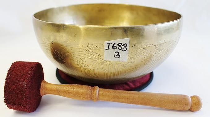 J688 8.25" Energetic Crown 'B' Chakra Healing Hand Hammered Tibetan Singing Bowl Made in Nepal
