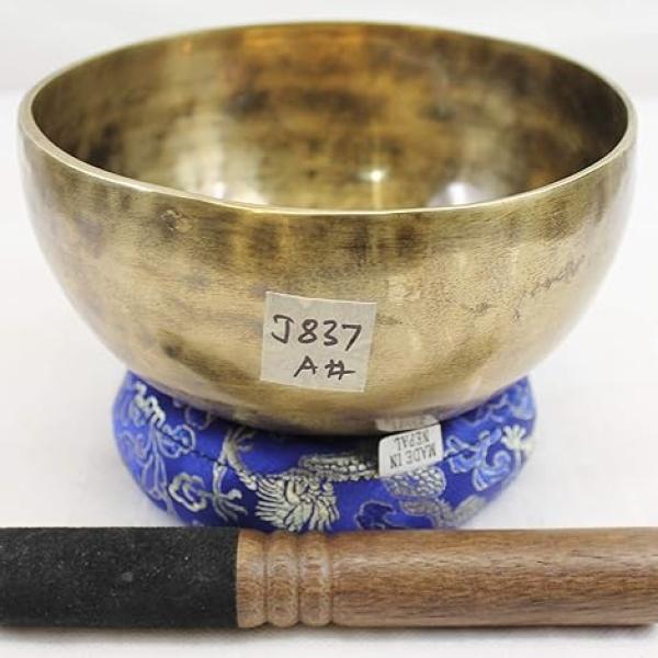 J837 6" Wide Energetic Third Eye 'A#' Chakra Healing Tibetan Singing Bowl Made in Nepal