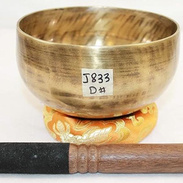 J833 6" Wide Energetic Sacral 'D#' Chakra Healing Tibetan Singing Bowl Made in Nepal